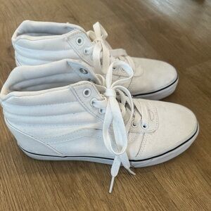 Vans white canvas high top shoe